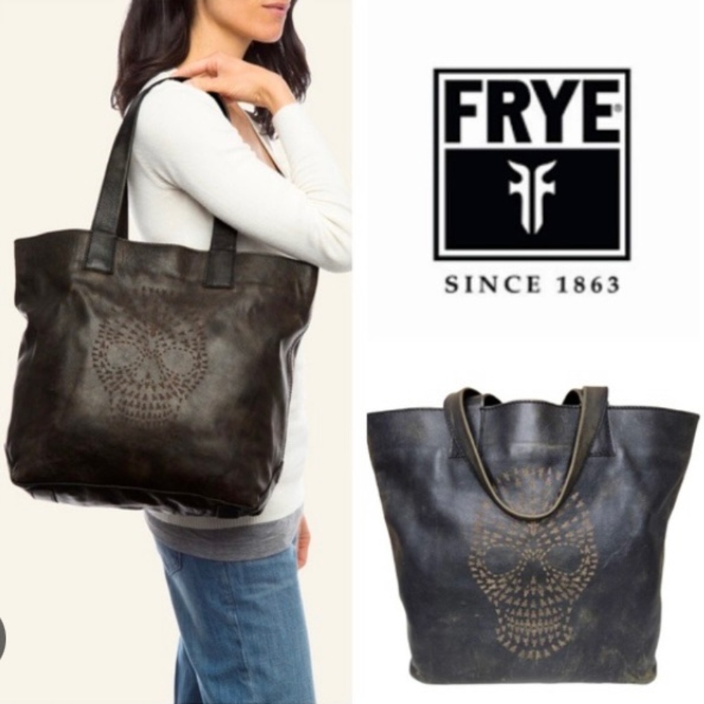 RARE Frye skull tote bag - vintage brown